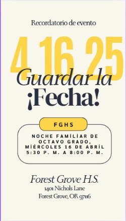 Save the date for 8th Grade Family Night